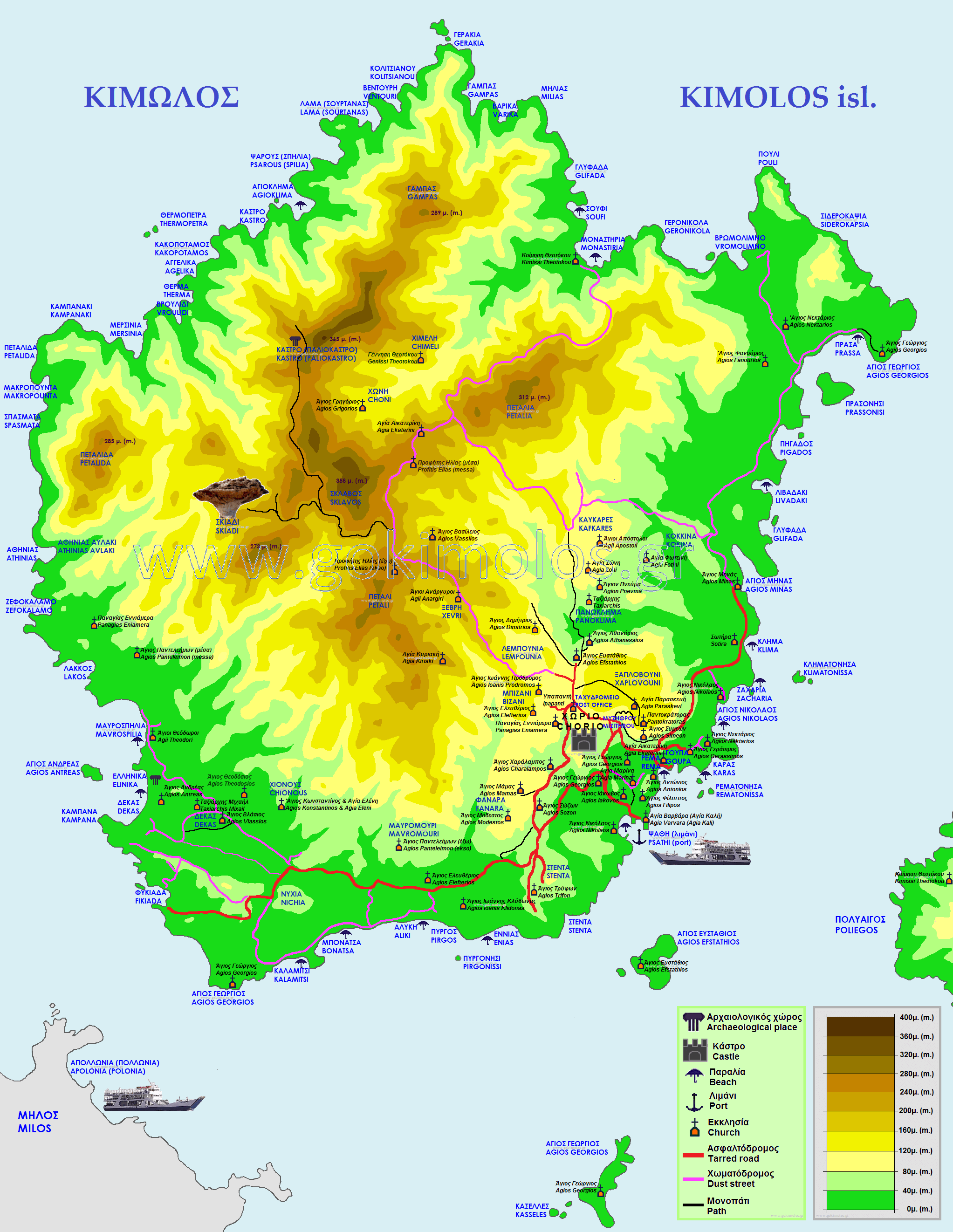 map of Kimolos Island Greece